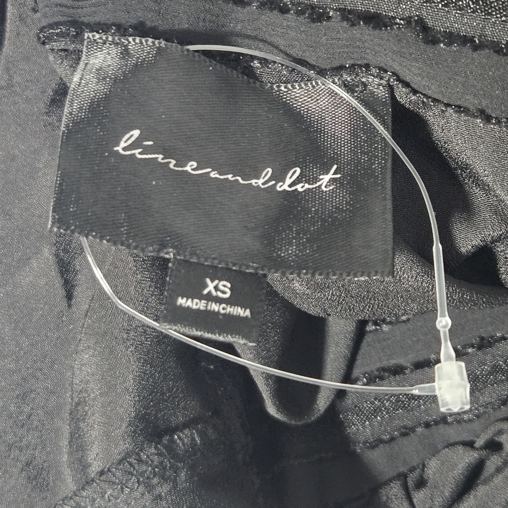 Line + Dot Short Black Mini Dress Ruched Ruffle Cocktail - Picture 6 of 12
